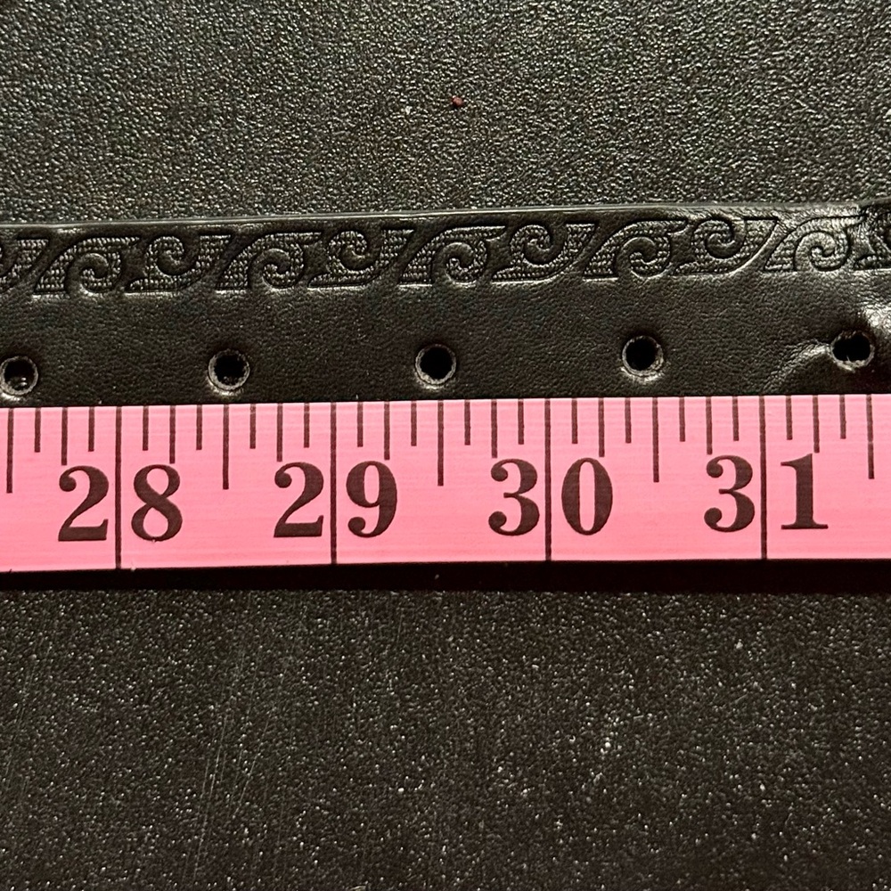 Linea Pelle Black Embossed Belt with Silver Buckle - Picture 7 of 7